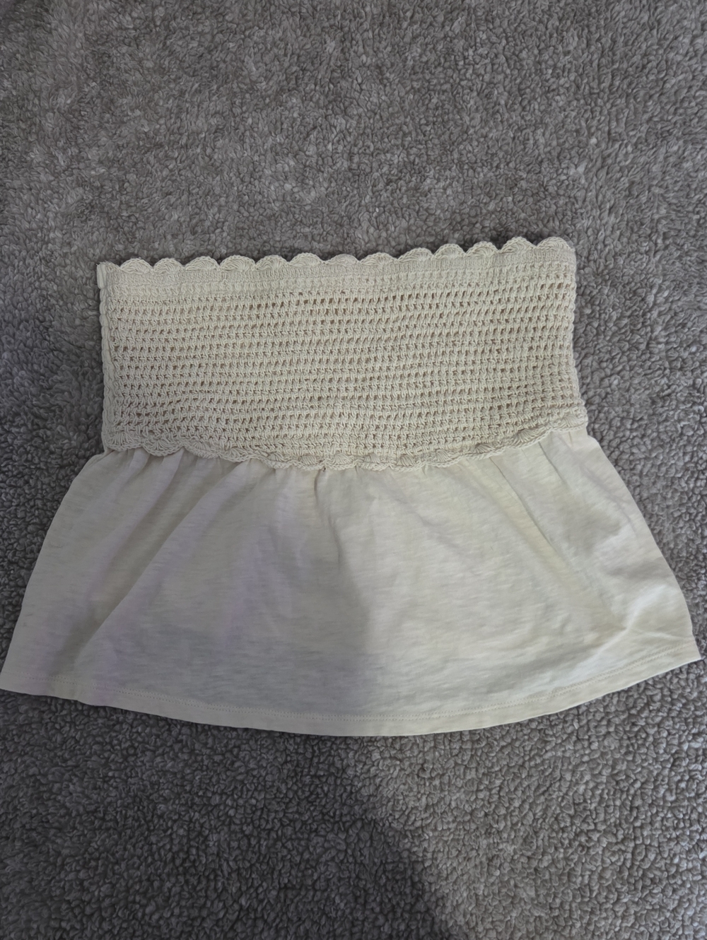 American Eagle Outfitters Cream Crochet Smocked Mini Skirt